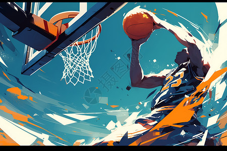 篮球爱好者篮球练习中的男孩插画