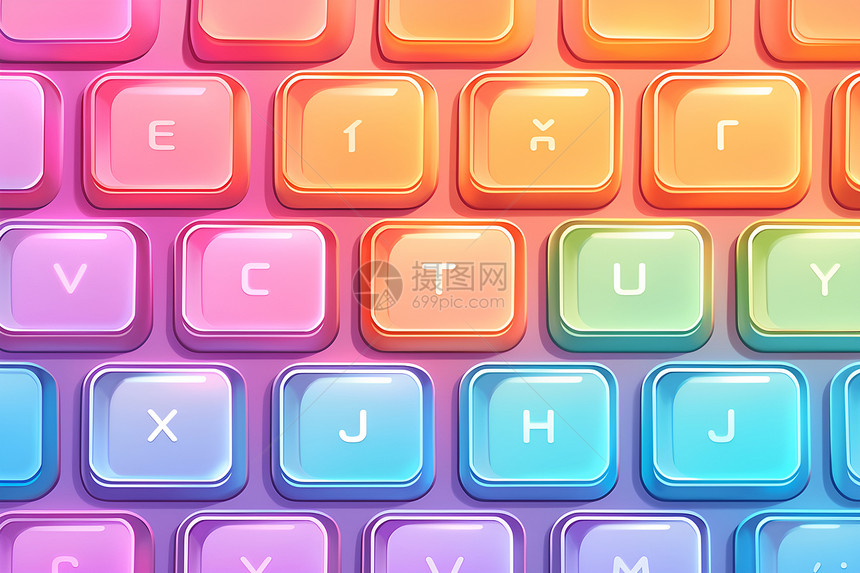 彩虹般色彩的键盘图片