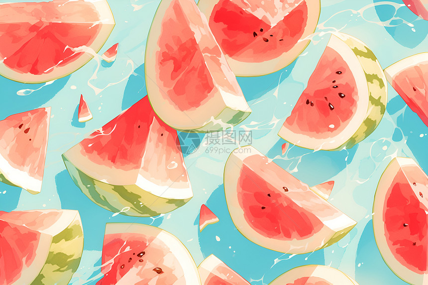 多汁可口的西瓜水果图片