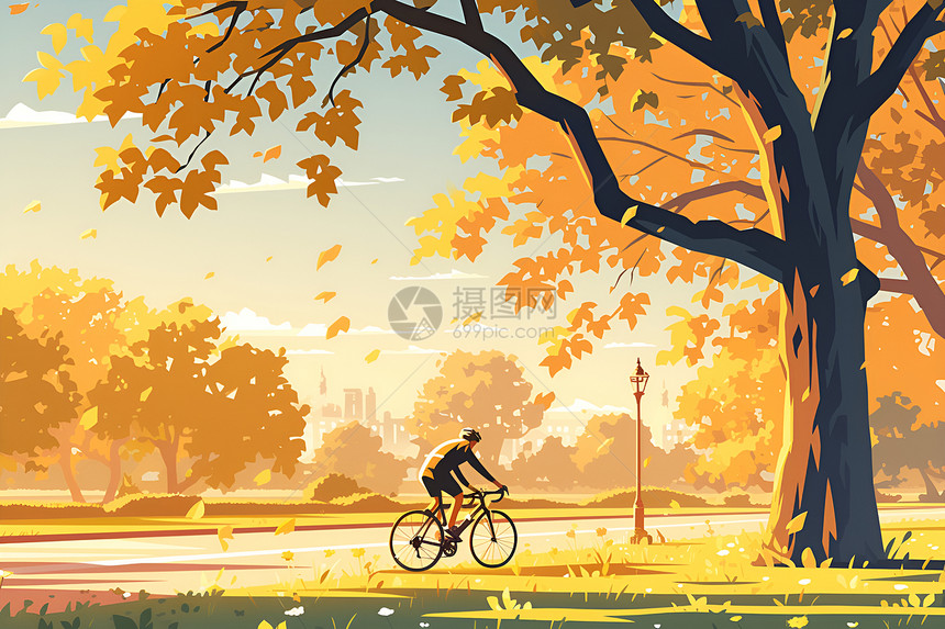 自行车骑手在公园图片