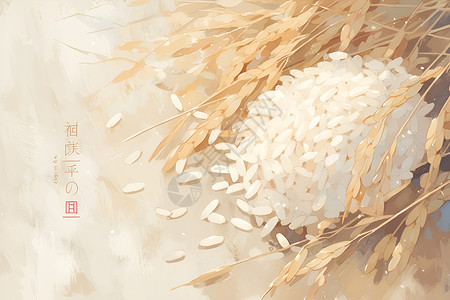 白米饭精雕细琢的白米插画