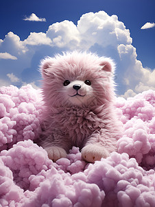 云上紫色绒毛熊背景图片