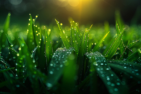 草地露水阳光下的小草背景