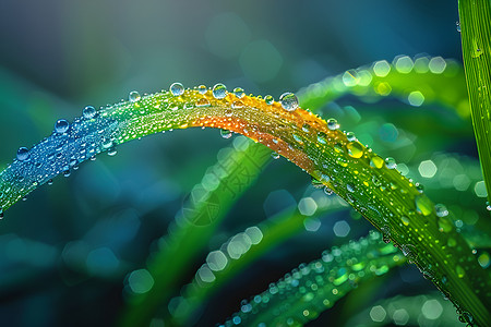 植物背景美丽清新水珠覆满绿叶背景