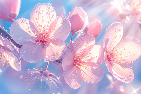 粉红桃花盛开高清图片