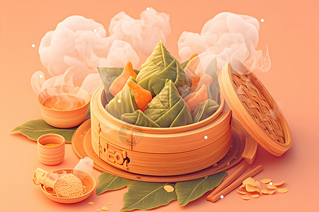 美味的粽子小吃背景图片