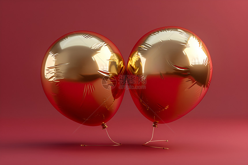 两个金色的气球图片