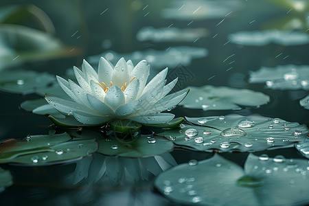 洁白莲花水面上漂浮的一朵洁白的睡莲背景