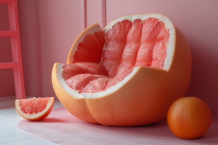 柚子形象的沙发背景图片