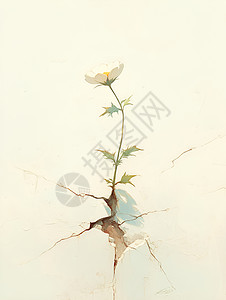 ps素材墙裂孤芳破墙中的一朵白花在插画