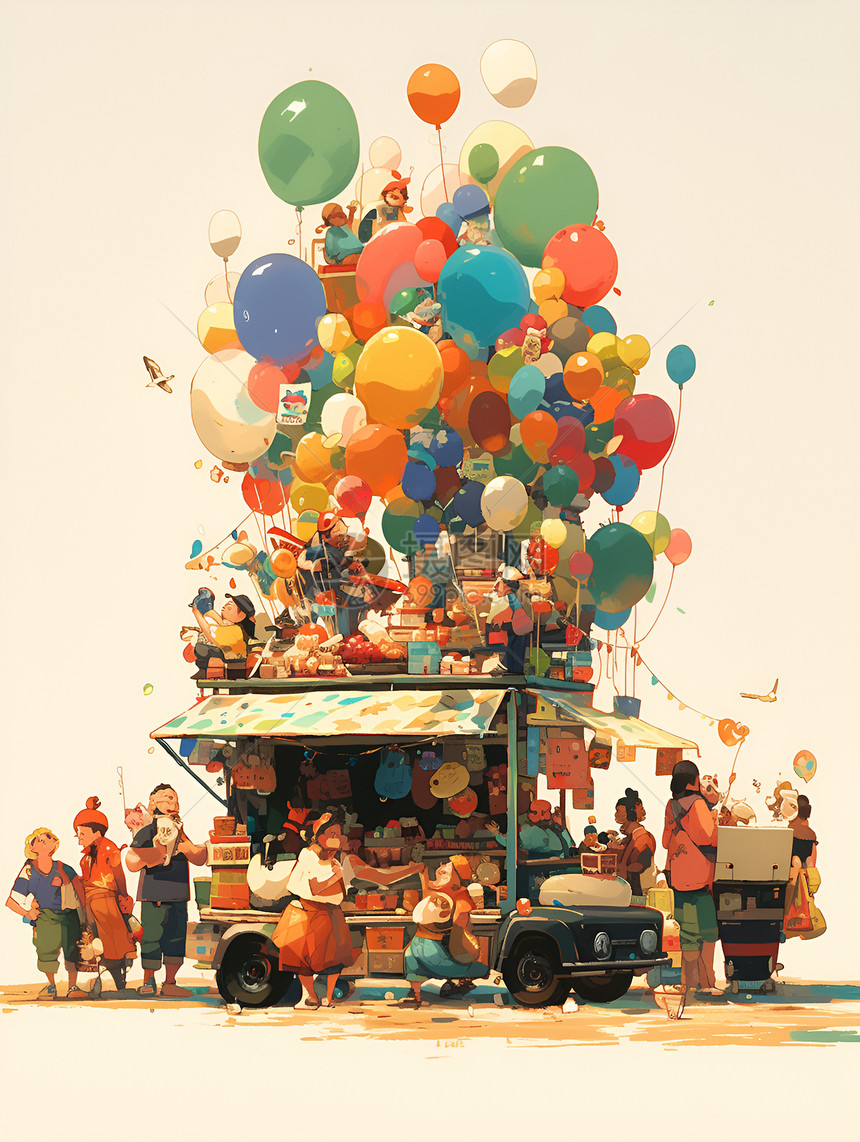 彩色气球和摊贩图片