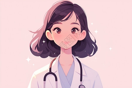 彩妆人像漂亮的女医生插画