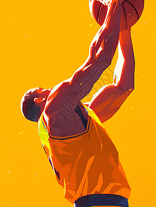 一个穿着橙色球衣的男子插画