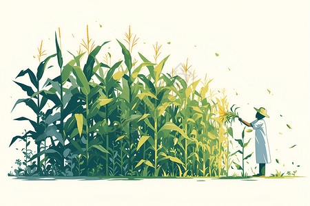 玉米农民农民在除虫插画