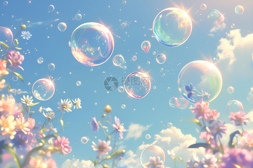 花卉背景和气泡图片