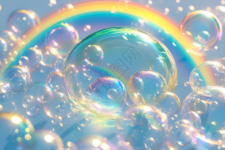泡泡中的彩虹高清图片