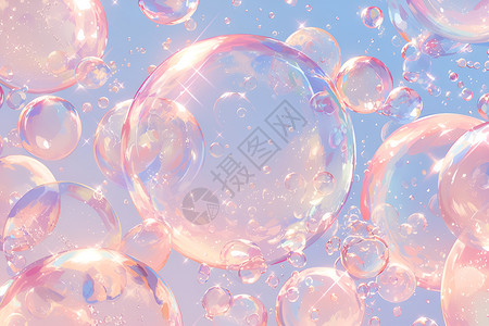 蓝天七彩素材阳光里的水泡插画