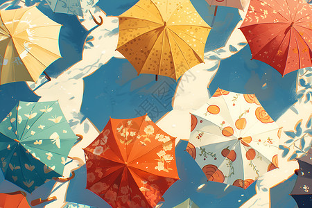 优雅时光优雅的时光雨伞集合插画