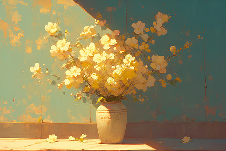 阳光下的花瓶背景图片