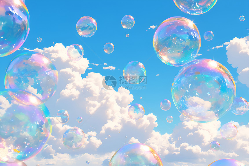 漂浮于空中的泡泡图片