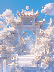 一座白色的拱门背景图片