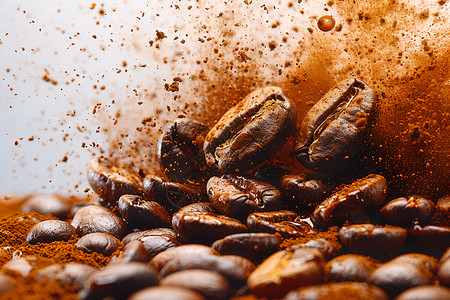浓郁咖啡豆研磨的咖啡豆插画