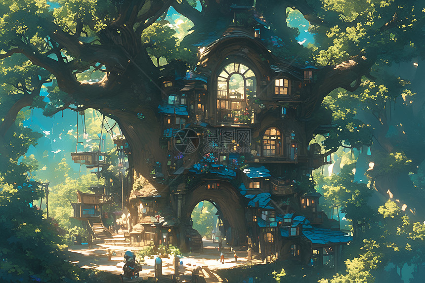 童话般的树屋图片