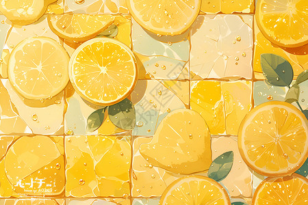 柠檬水果彩绘可口的柠檬水果插画