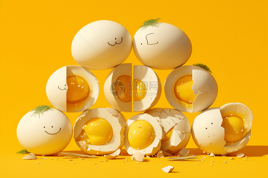 堆叠的鸡蛋图片