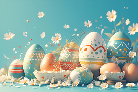彩蛋装饰五彩缤纷的彩蛋插画