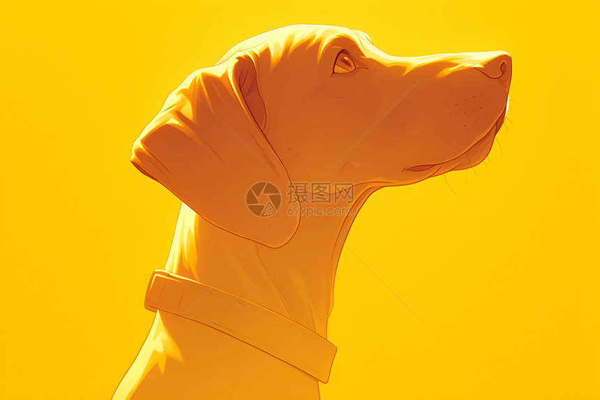 黄的背景上的狗狗头像图片