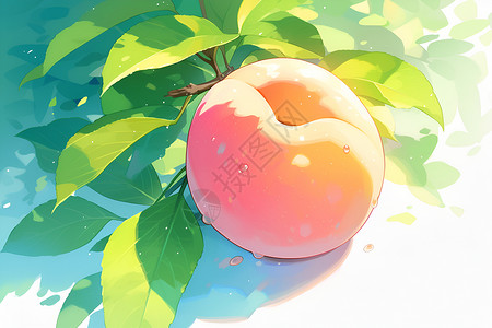 绘画的桃子水果背景图片