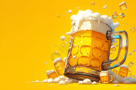 冰爽啤酒啤酒杯中的啤酒插画