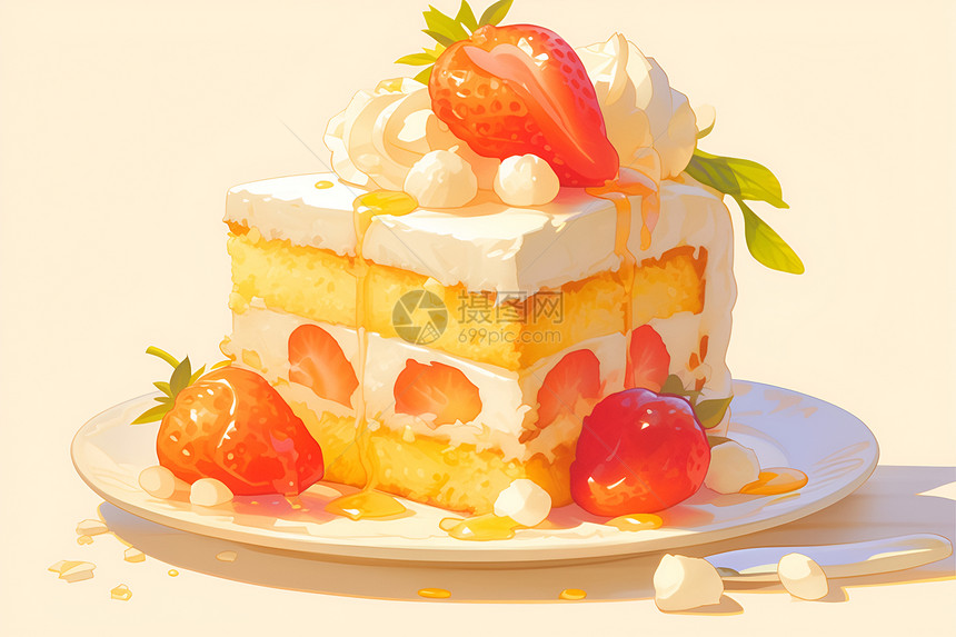 精致美味草莓蛋糕图片