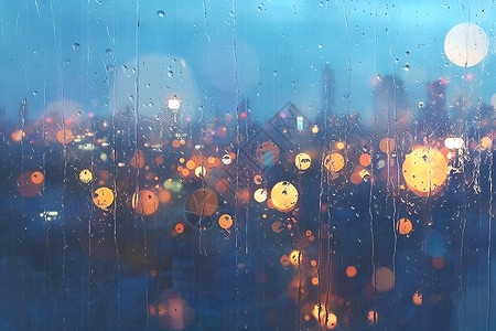 朦胧雨夜城市背景图片