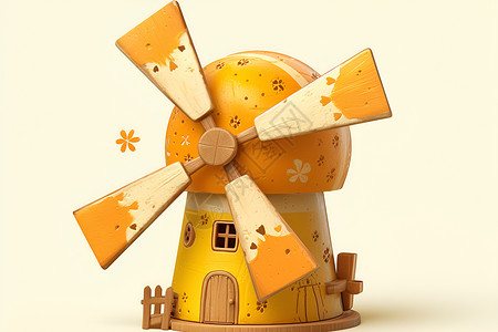 黏土玩具玩具风车房子插画