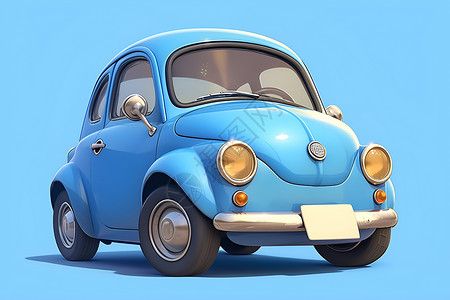 模型汽车蓝色玩具车插画
