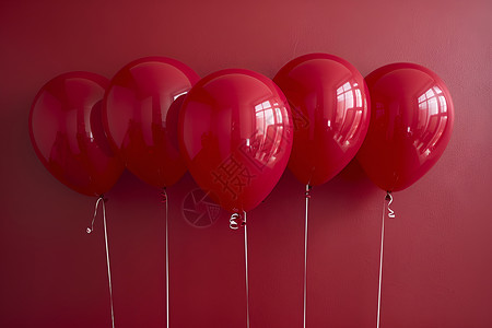 红色气球排成一排背景图片