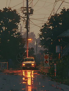 夜幕下的弯曲街道背景图片