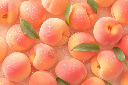 水蜜桃采摘香甜多汁的成熟桃子插画