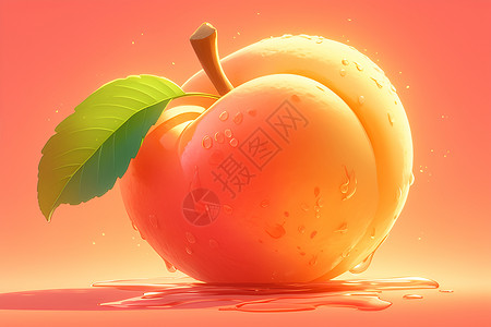 水蜜桃采摘多汁的桃子插画