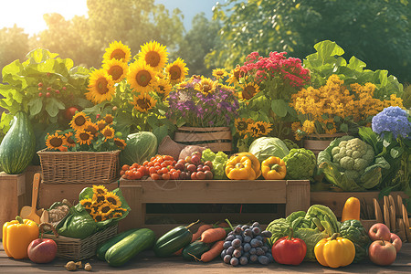 春日市集上的果蔬背景图片