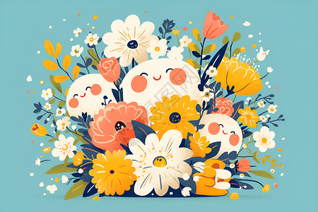 微笑元素彩色元素花卉背景插画