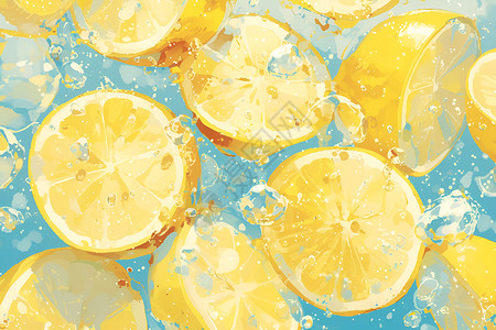 水中的柠檬背景图片