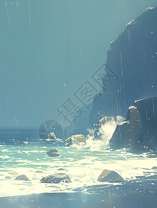雨天的大海背景图片