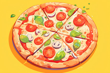 美味什锦披萨插画