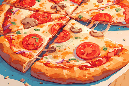 美味的什锦披萨插画