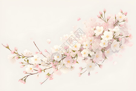 粉白色花朵细腻的粉白色樱花插画