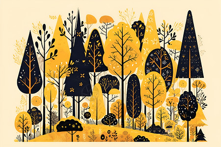 形状矢量图森林中的小树插画