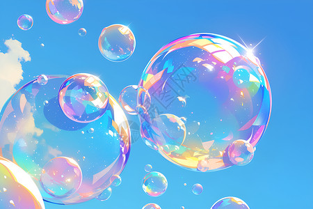 空气干燥多彩泡泡的魔幻世界插画